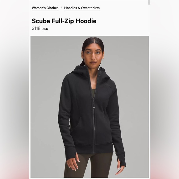 Lululemon Scuba Full-Zip Hoodie Black - Picture 4 of 5